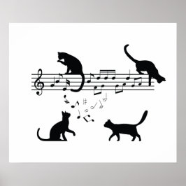 Poster Cats Reproduzindo Notas de Música