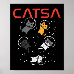 Poster Catsa Cat Astronautas Engraçados Kitten Space Girl