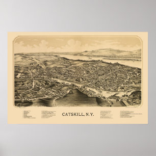 Póster Catskill, mapa panorâmico de NY - 1889