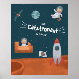 Poster Catstronauta Whimsical no Espaço, Gatos em Marte, 