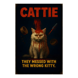 Póster CATTIE – Paródia Divertida de Gato de Terror