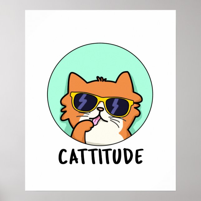 Poster Cattitude Engraçado Gato Pun (Frente)