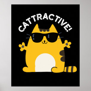 Poster Cattrative Funny Attrative Cat Pun Dark BG