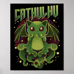 Poster Catulhu Kawaii Cat Cthulhu, Bonito E Engraçado