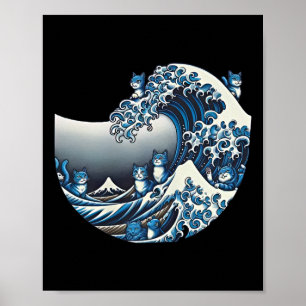 Poster Catzilla Cat Arte Japonesa Bonita presentes Para H