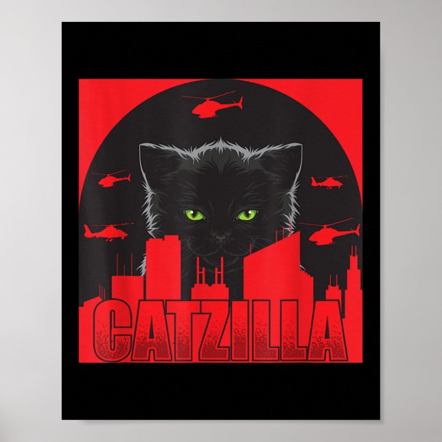 Poster Catzilla Cat Japonês Funny Catzilla (Frente)