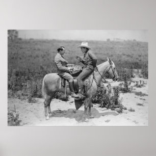 Poster Caubói e empresário jogando damas a cavalo