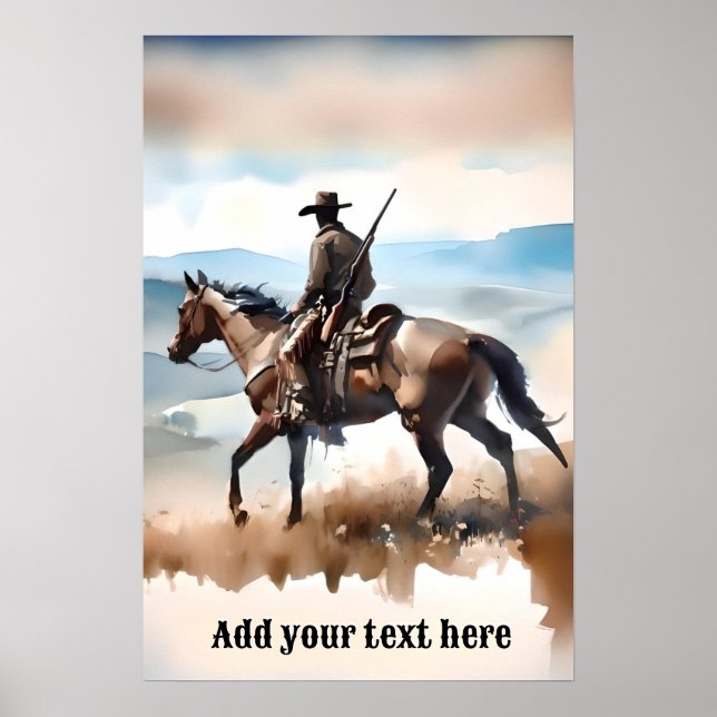 Poster Caubói Moderno Montando um Cavalo  (Frente)
