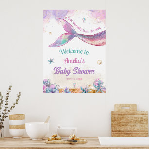 Poster Cauda de sereia em aquarela Boas-vindas Oceano Gar