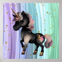 Cauda Rosa Púrpura do Unicórnio Preto