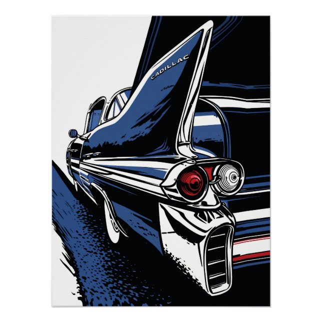 Póster Cauda Vintage Resplandecente em Azul Pop Art (Frente)