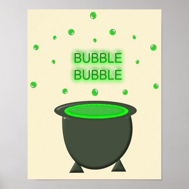 Poster Cauldron e Bubbling Green Brew Halloween (Frente)