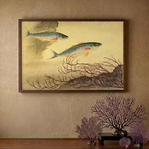 Poster Cavala no Oceano, Arte Vintage Japonismo