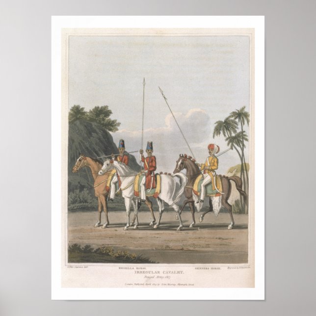 Poster Cavalaria Irregular, Exército Bengala 1817, placa  (Frente)
