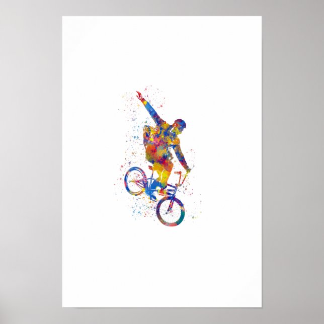 Poster Cavaleiro Bmx de Aquarela (Frente)