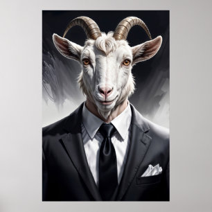Poster Cavaleiro cabra elegante em cena de retrato formal
