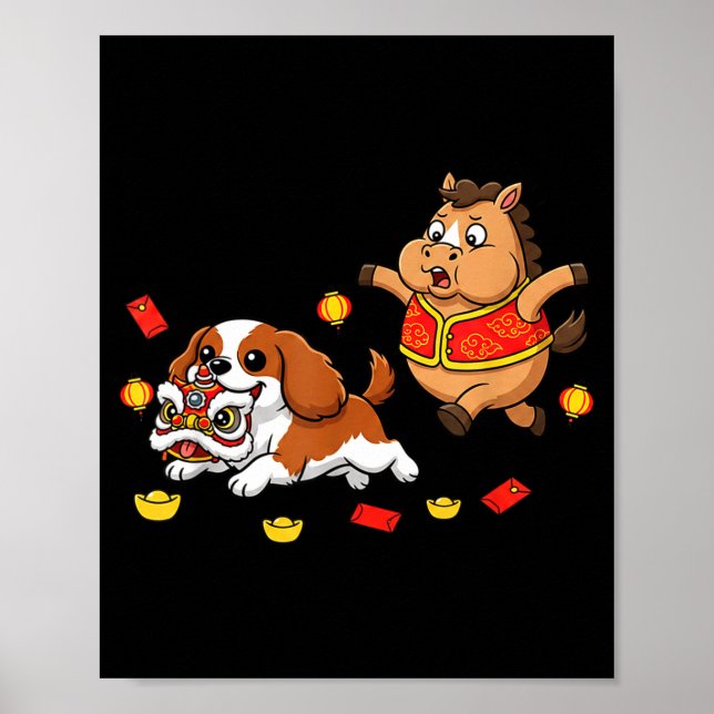 Poster Cavaleiro Chinês Cavaleiro King Charles Spaniel Fe (Frente)