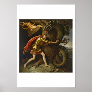 Poster Cavaleiro de Armadura Dourada vs. O Dragão