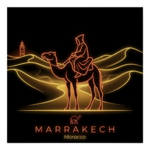 Póster Cavaleiro de Camelo de Marrakech - Saara - Marroco