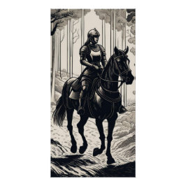 Póster Cavaleiro de mulher cavalando em um cavalo na flor