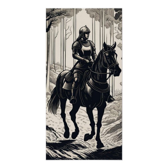 Póster Cavaleiro de mulher cavalando em um cavalo na flor (Frente)