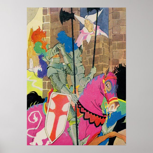 Poster cavaleiro medieval em cavalo (Frente)