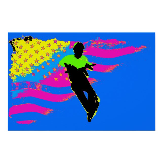 Póster Cavaleiro Patinete Patriótico e Trabalho de arte d (Frente)