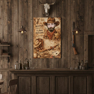 Póster Cavaleiro Procurado do Velho Oeste Personalizado