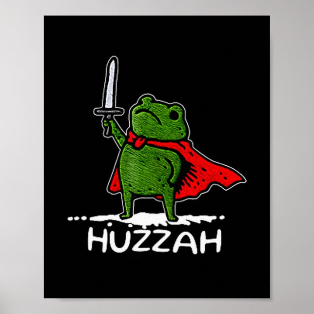 Poster Cavaleiro Sapo Huzzah Citação Engraçada de Espada  (Frente)