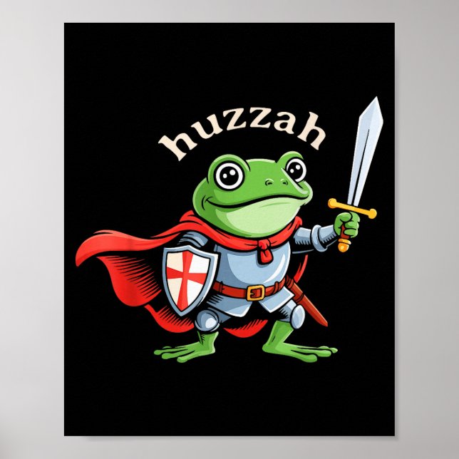 Poster Cavaleiro Sapo Huzzah Citação Engraçada Espada Mem (Frente)