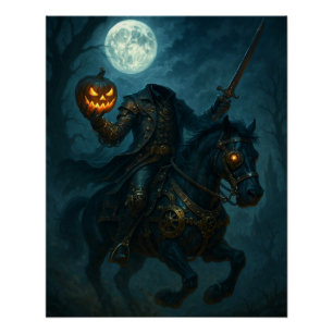 Póster Cavaleiro Sem Cabeça de Terror Gótico Steampunk