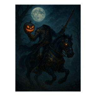 Póster Cavaleiro Sem Cabeça de Terror Gótico Steampunk