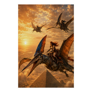 Póster Cavaleiros do Pôr do Sol Sobre as Pirâmides
