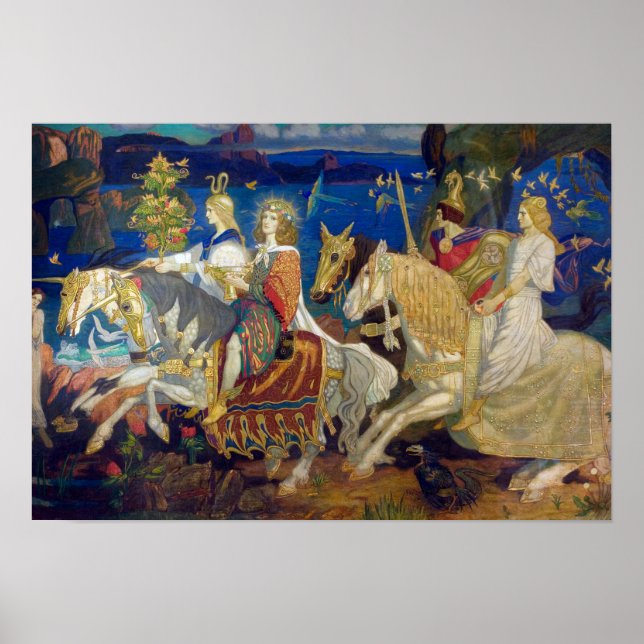 Poster Cavaleiros do Sidhe, c. 1911 por John Duncan (Frente)