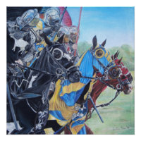 cavaleiros medievais joujando em cavalos arte hist