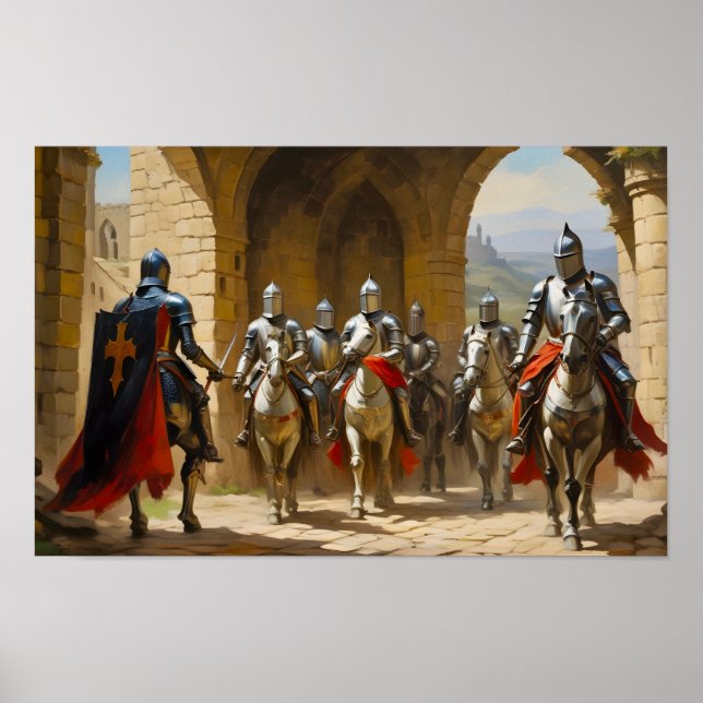 Poster Cavaleiros Planejando Uma Batalha (Frente)