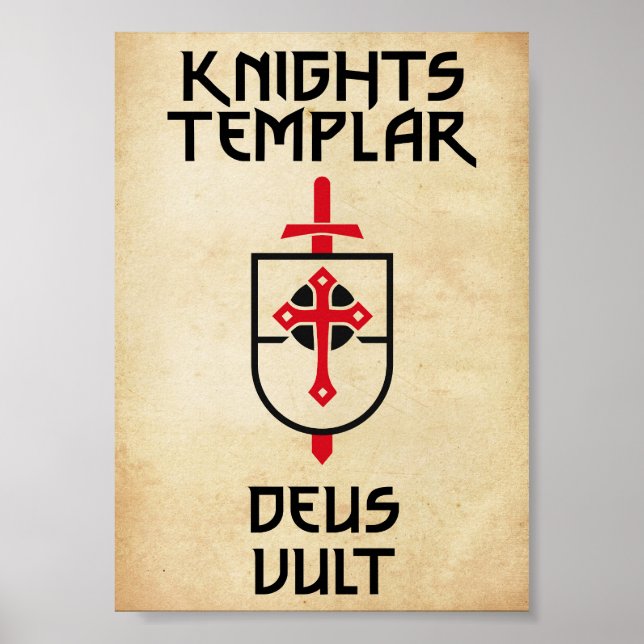 Poster Cavaleiros Templários Vintage Papyrus Deus Vult Me (Frente)