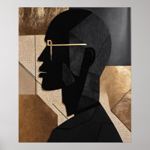 Poster Cavalheiro estudioso com Abstrato de óculos