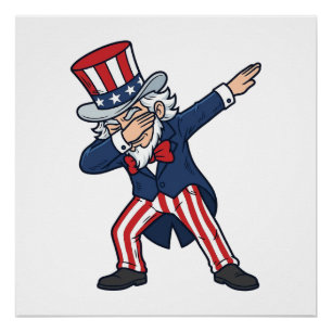 Póster Cavalheiro Patriótico Dabbing Design Vetorial Vint