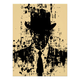 Póster Cavalheiro Sem Rosto: Elegância Abstrata