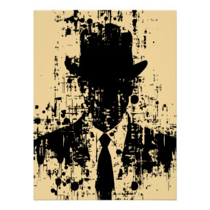 Póster Cavalheiro Sem Rosto: Elegância Abstrata