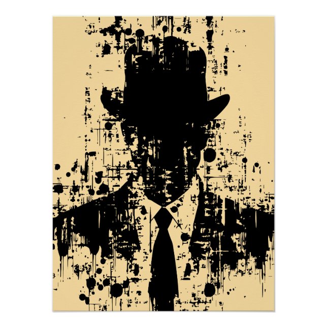 Póster Cavalheiro Sem Rosto: Elegância Abstrata (Frente)