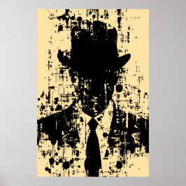 Poster Cavalheiro Sem Rosto: Elegância Abstrata