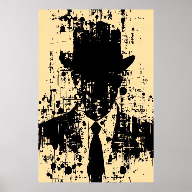 Poster Cavalheiro Sem Rosto: Elegância Abstrata (Frente)