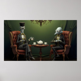 Poster Cavalheiros de bebendo de chá com torção Quirky Cr