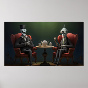Poster Cavalheiros de bebendo de chá com torção Quirky Cr