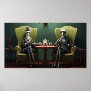 Poster Cavalheiros excêntricos e sinistros que bebem chá