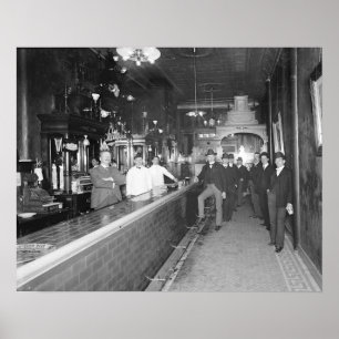 Póster Cavalheiros No Bar, 1910. Foto Antiga
