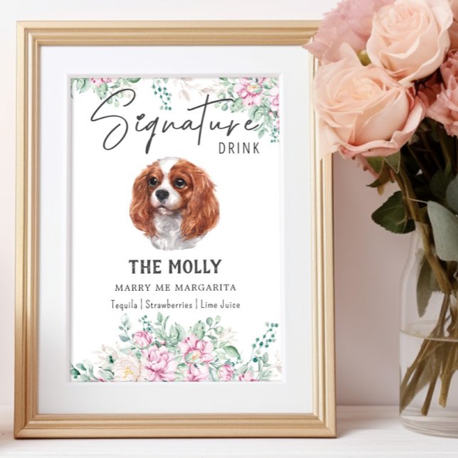 Poster Cavalier King Charles Dog Signature Drink Sinal (Criador carregado)
