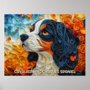Poster Cavalier King Charles Quilling Art Dog
